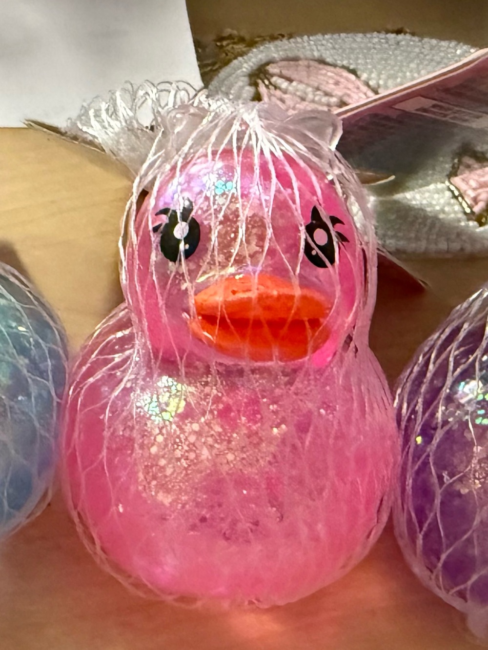 Pink Glitter Rubber Duck Squish Toy